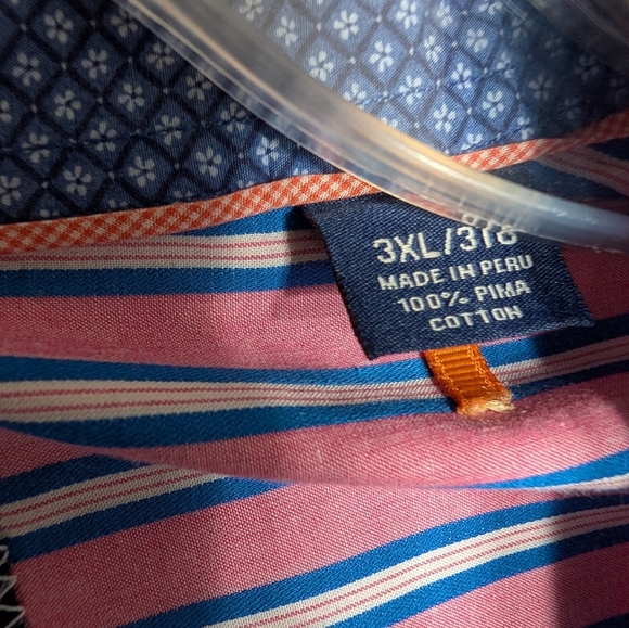 Tommy Bahama Men's Pima Cotton Casual Button Down Pink and Blue Stripes Size 3XL - Picture 4 of 8